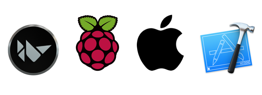 Logo of Kivy, Raspberry Pi, Apple